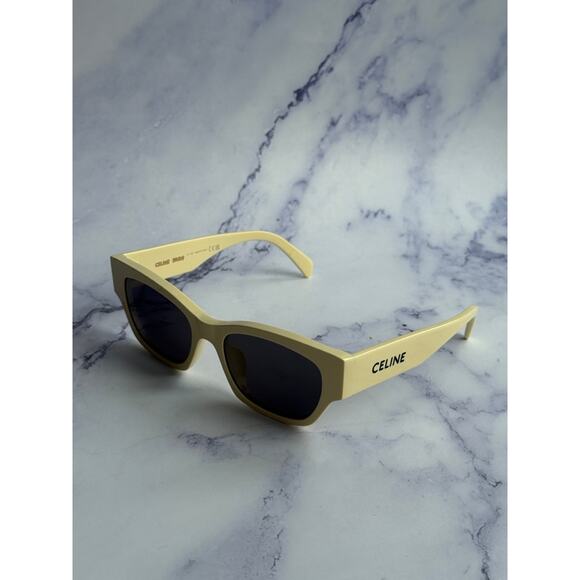 NEW Celine CL40197U Cat Eye Butter Yellow Logo Sunglasses - Picture 6 of 7